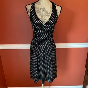 Eliza J white polka dot black halter dress. Size 4P